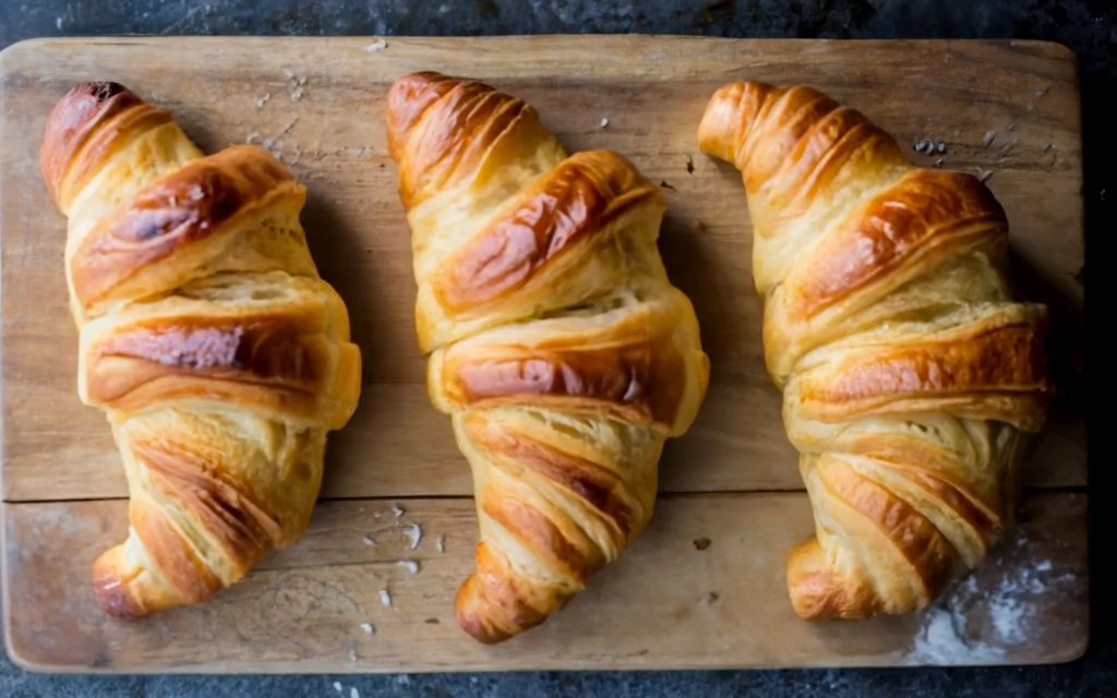 depicting alternative toasting methods for croissants, such as using an oven or a pan, with a focus on the different textures achieved.